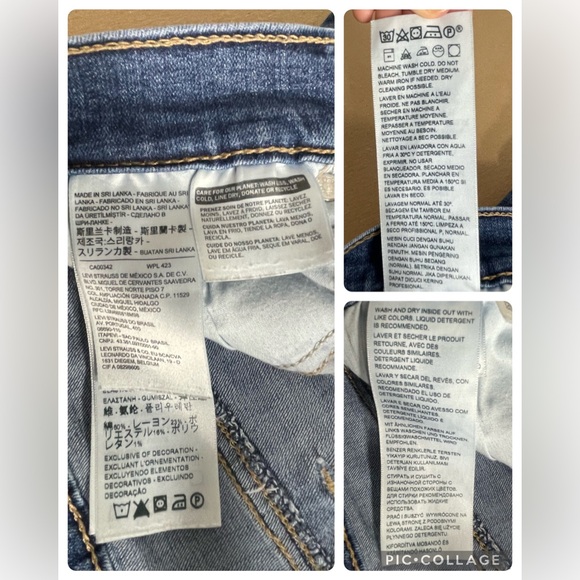 Bundle 2 Levi Mid Length Shorts Size 29 Medium Wash Holes Light Wash Daisies - Picture 11 of 11